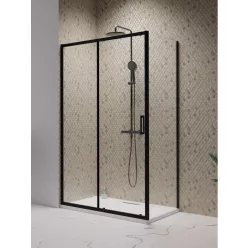   Zuhanykabin, Radaway Premium Pro Black KDJ szögletes fekete zuhanykabin 120x80 átlátszó balos