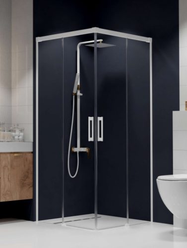 Zuhanykabin, Radaway Idea White KDD szögletes fehér zuhanykabin 75x75 átlátszó
