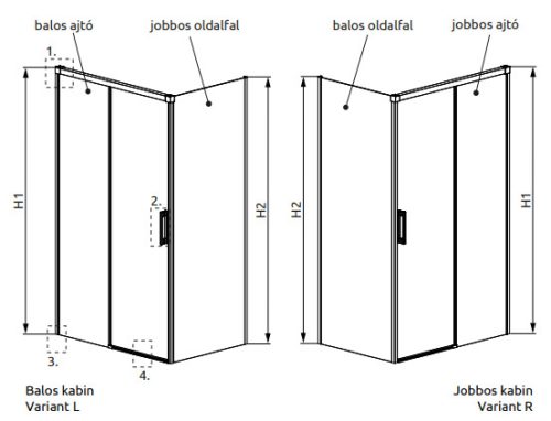 Zuhanykabin, Radaway Idea White KDJ szögletes fehér zuhanykabin 150x80 átlátszó balos