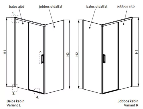 Zuhanykabin, Radaway Idea White KDJ szögletes fehér zuhanykabin 160x120 átlátszó balos