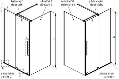 Zuhanykabin, Radaway Furo Brushed Gold KDJ szögletes zuhanykabin 100x70 jobbos átlátszó