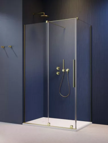 Zuhanykabin, Radaway Furo Brushed Gold KDJ szögletes zuhanykabin 110x100 balos átlátszó