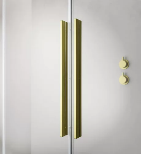 Zuhanykabin, Radaway Furo Brushed Gold KDJ szögletes zuhanykabin 140x110 balos átlátszó