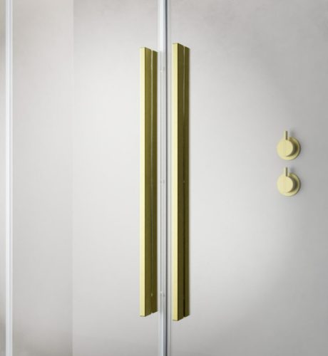 Zuhanykabin, Radaway Furo Brushed Gold KDJ szögletes zuhanykabin 160x110 balos átlátszó