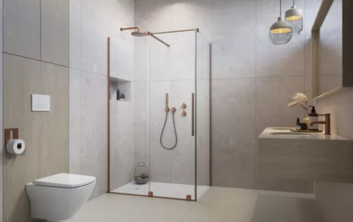 Zuhanykabin, Radaway Furo Brushed Copper KDJ szögletes zuhanykabin 100x70 átlátszó jobbos