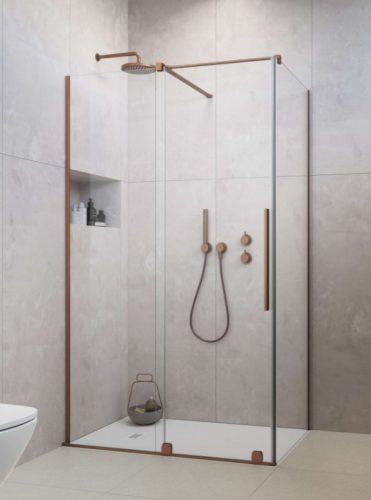 Zuhanykabin, Radaway Furo Brushed Copper KDJ szögletes zuhanykabin 110x75 átlátszó jobbos
