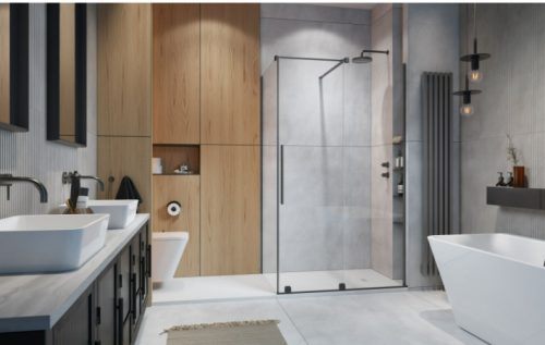 Zuhanykabin, Radaway Furo Brushed GunMetal KDJ szögletes zuhanykabin 140x100 átlátszó jobbos