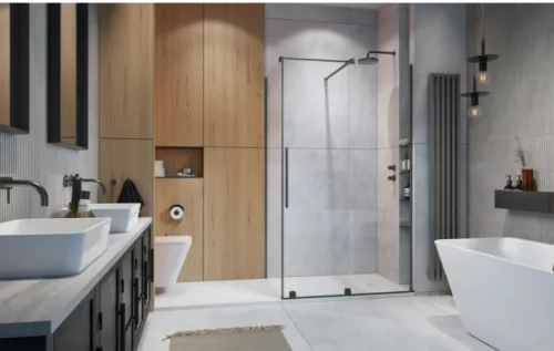 Zuhanykabin, Radaway Furo Brushed GunMetal KDJ szögletes zuhanykabin 150x100 átlátszó jobbos