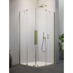   Zuhanykabin, Radaway Furo Brushed Gold KDD szögletes zuhanykabin 80x100 átlátszó