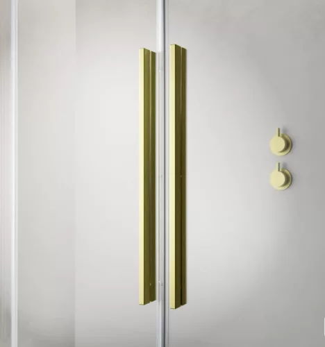 Zuhanykabin, Radaway Furo Brushed Gold KDD szögletes zuhanykabin 80x100 átlátszó