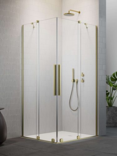 Zuhanykabin, Radaway Furo Brushed Gold KDD szögletes zuhanykabin 110x80 átlátszó