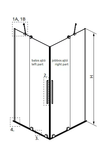 Zuhanykabin, Radaway Furo Brushed Gold KDD szögletes zuhanykabin 120x120 átlátszó