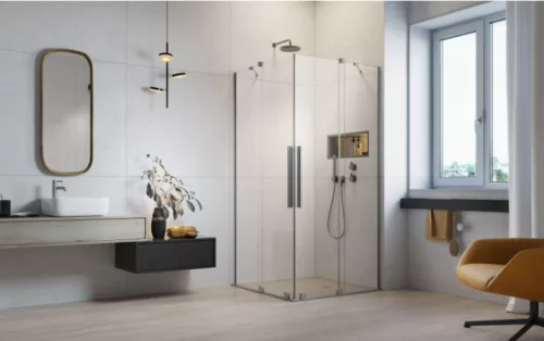 Zuhanykabin, Radaway Furo Brushed Nickel KDD szögletes zuhanykabin 100x100 átlátszó
