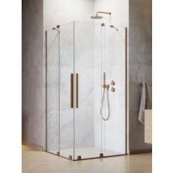   Zuhanykabin, Radaway Furo Brushed Copper KDD szögletes zuhanykabin 90x80 átlátszó