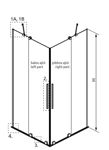 Zuhanykabin, Radaway Furo Brushed Copper KDD szögletes zuhanykabin 100x120 átlátszó