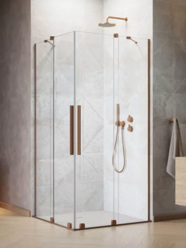 Zuhanykabin, Radaway Furo Brushed Copper KDD szögletes zuhanykabin 110x100 átlátszó