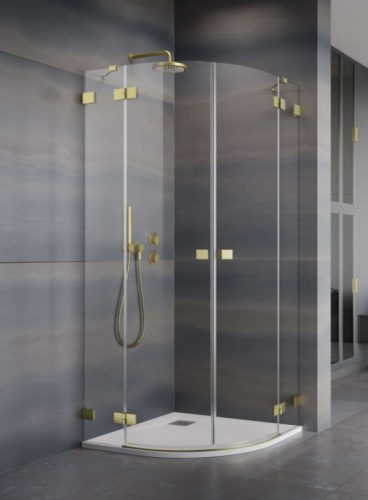 Zuhanykabin, Radaway Essenza Pro Brushed Gold PDD íves szálcsiszolt arany zuhanykabin 80x80 átlát