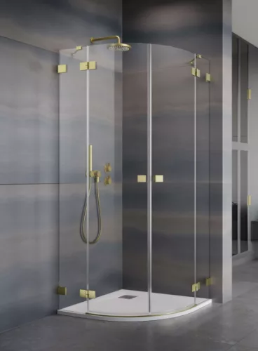 Zuhanykabin, Radaway Essenza Pro Brushed Gold PDD íves szálcsiszolt arany zuhanykabin 80x90 átlát