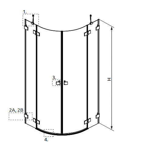 Zuhanykabin, Radaway Essenza Pro Brushed Gold PDD íves szálcsiszolt arany zuhanykabin 90x80 átlát