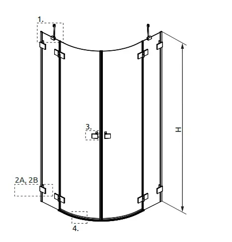 Zuhanykabin, Radaway Essenza Pro Brushed Gold PDD íves szálcsiszolt arany zuhanykabin 90x90 átlát