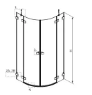 Zuhanykabin, Radaway Essenza Pro Brushed Gold PDD íves szálcsiszolt arany zuhanykabin 100x100 átl