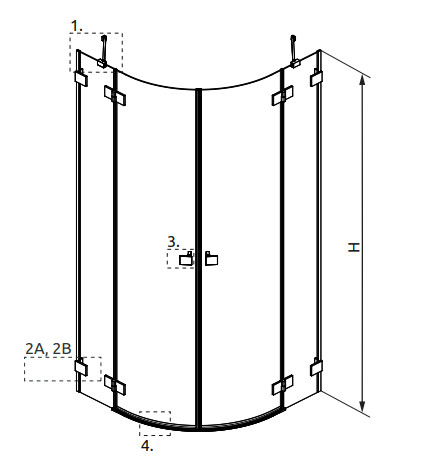Zuhanykabin, Radaway Essenza Pro Brushed Nickel PDD íves szálcsiszolt króm zuhanykabin 80x80 átlá