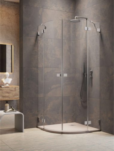 Zuhanykabin, Radaway Essenza Pro Brushed Nickel PDD íves szálcsiszolt króm zuhanykabin 80x90 átlá