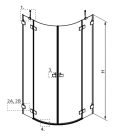 Zuhanykabin, Radaway Essenza Pro Brushed Nickel PDD íves szálcsiszolt króm zuhanykabin 80x90 átlá