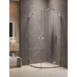   Zuhanykabin, Radaway Essenza Pro Brushed Nickel PDD íves szálcsiszolt króm zuhanykabin 90x90 átlá