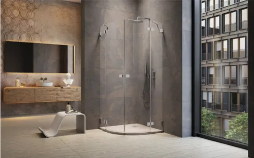 Zuhanykabin, Radaway Essenza Pro Brushed Nickel PDD íves szálcsiszolt króm zuhanykabin 90x90 átlá