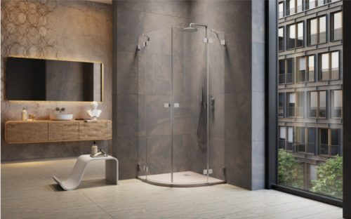 Zuhanykabin, Radaway Essenza Pro Brushed Nickel PDD íves szálcsiszolt króm zuhanykabin 100x90 átl