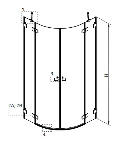 Zuhanykabin, Radaway Essenza Pro Brushed Copper PDD íves szálcsiszolt réz zuhanykabin 80x80 átlát