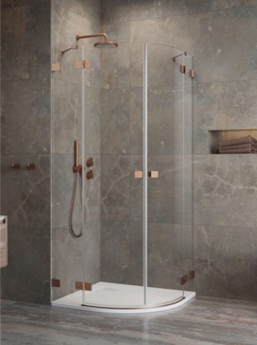 Zuhanykabin, Radaway Essenza Pro Brushed Copper PDD íves szálcsiszolt réz zuhanykabin 80x100 átlá