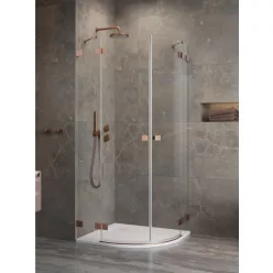   Zuhanykabin, Radaway Essenza Pro Brushed Copper PDD íves szálcsiszolt réz zuhanykabin 100x80 átlá