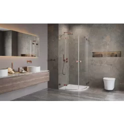   Zuhanykabin, Radaway Essenza Pro Brushed Copper PDD íves szálcsiszolt réz zuhanykabin 100x100 átl