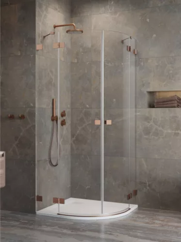 Zuhanykabin, Radaway Essenza Pro Brushed Copper PDD íves szálcsiszolt réz zuhanykabin 100x100 átl