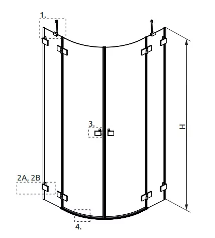 Zuhanykabin, Radaway  Essenza Pro Brushed GunMetal PDD íves zuhanykabin 80x90 átlátszó