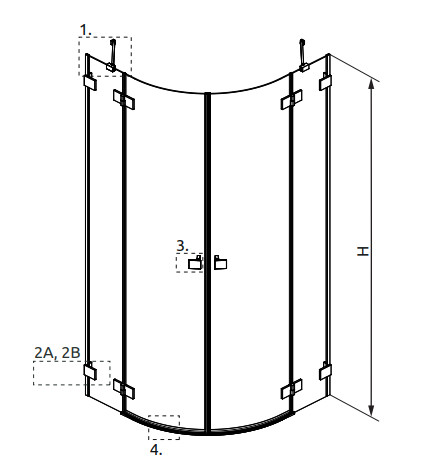 Zuhanykabin, Radaway  Essenza Pro Brushed GunMetal PDD íves zuhanykabin 90x100 átlátszó