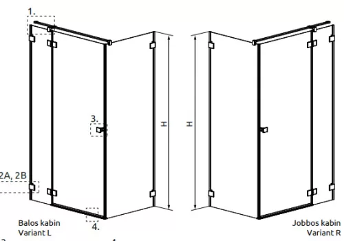Zuhanykabin, Radaway Essenza Pro Brushed Gold KDJ szögletes zuhanykabin 100x90 átlátszó jobbos