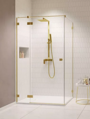 Zuhanykabin, Radaway Essenza Pro Brushed Gold KDJ szögletes zuhanykabin 100x80 átlátszó balos