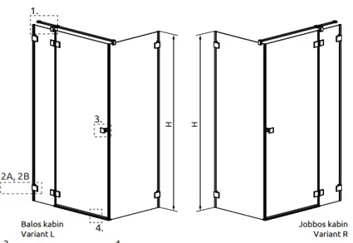 Zuhanykabin, Radaway Essenza Pro Brushed Nickel KDJ szögletes zuhanykabin 80x75 átlátszó jobbos
