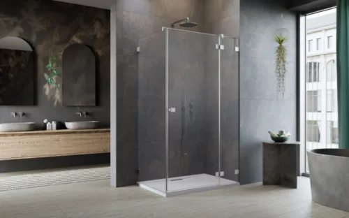 Zuhanykabin, Radaway Essenza Pro Brushed Nickel KDJ szögletes zuhanykabin 120x80 átlátszó balos