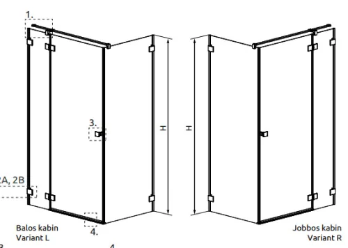 Zuhanykabin, Radaway Essenza Pro Brushed Copper KDJ szögletes zuhanykabin 80x80 átlátszó balos