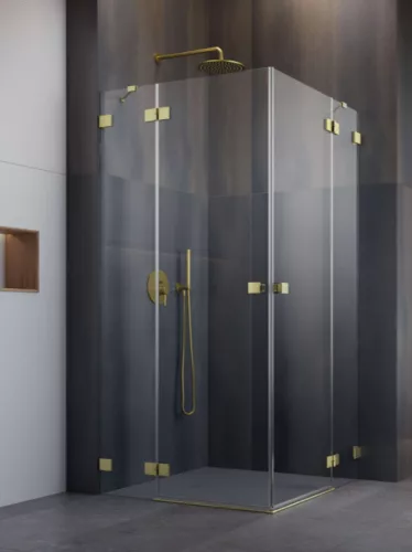 Zuhanykabin, Radaway Essenza Pro Brushed Gold KDD szögletes zuhanykabin 80x100 átlátszó