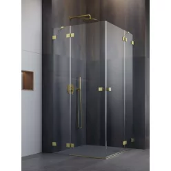   Zuhanykabin, Radaway Essenza Pro Brushed Gold KDD szögletes zuhanykabin 90x90 átlátszó