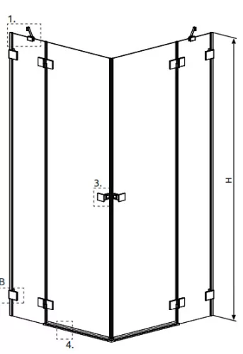 Zuhanykabin, Radaway Essenza Pro Brushed Gold KDD szögletes zuhanykabin 100x90 átlátszó