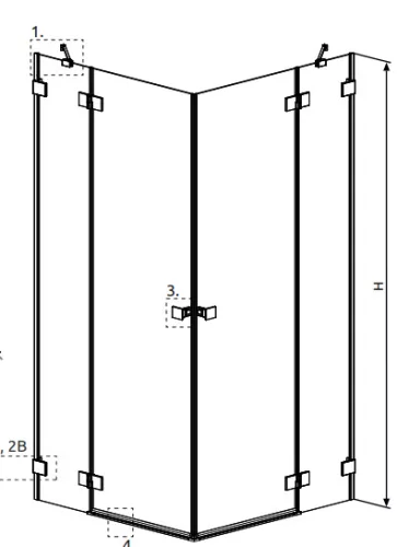 Zuhanykabin, Radaway Essenza Pro Brushed Nickel KDD szögletes zuhanykabin 100x100 átlátszó