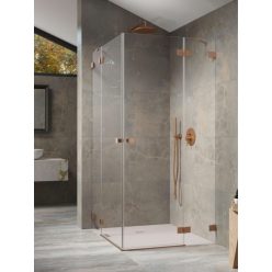   Zuhanykabin, Radaway Essenza Pro Brushed Copper KDD szögletes zuhanykabin 80x80 átlátszó