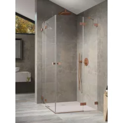   Zuhanykabin, Radaway Essenza Pro Brushed Copper KDD szögletes zuhanykabin 80x90 átlátszó