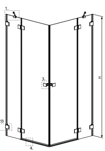Zuhanykabin, Radaway Essenza Pro Brushed Copper KDD szögletes zuhanykabin 80x90 átlátszó